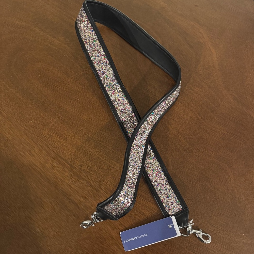 Rebecca Minkoff Silver Multi Glitter Guitar Strap